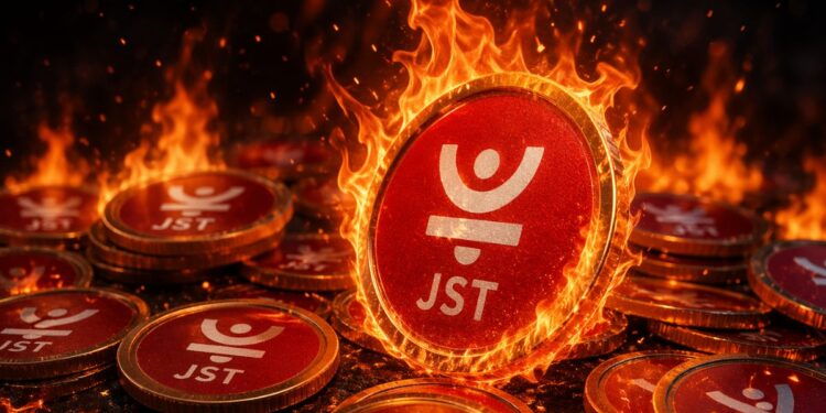 Monedas físicas de just prendiéndose fuego