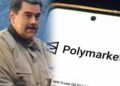 Collage de Nicolás Maduro preso y un telefono con el logo de polymarket