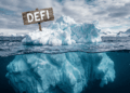 Un Iceberg con un letrero que dice "DeFi".