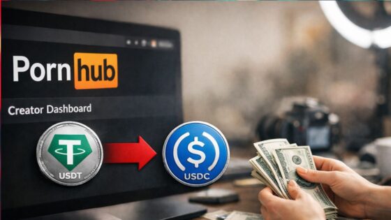 Pornhub reemplaza USDT por USDC para los pagos a creadores