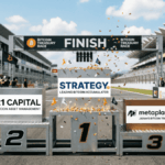 Imagen que ejemplifica la llegada de MetaPlanet al tercer puesto, en una carrera donde aparece Strategy e el primer lugar.