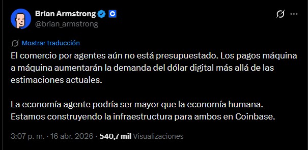 Screenshot of Brian Armstrong's X post.