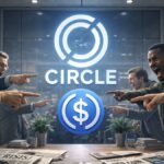 Personas señalando y acusando a Circle Internet, la empresa emisora de USDC.