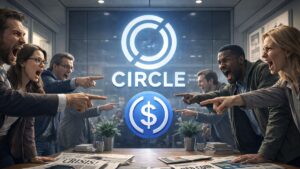 Personas seรฑalando y acusando a Circle Internet, la empresa emisora de USDC.