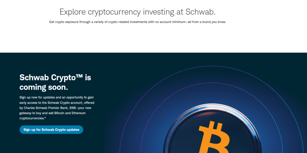 Captura de pantalla de la pรกgina Schwab Crypto.