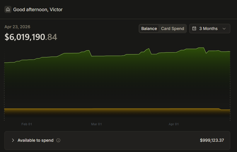 Slash stablecoin user interface showing a balance of over $6 million.