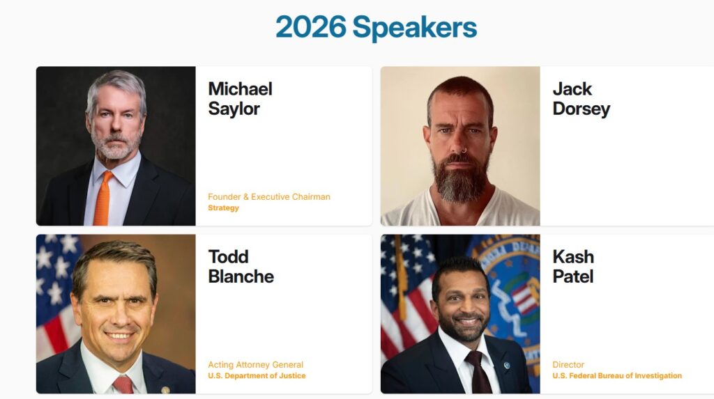 Screenshot of the speaker's agenda from the Bitcoin Conference.