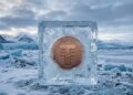 Moneda de USDT congelada en el ártico.