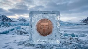 Moneda de USDT congelada en el ártico.