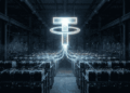 Imagen del logo de Tether sobre los equipos de minería de BTC.