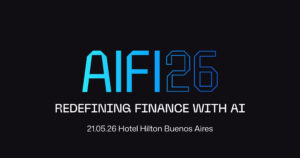 Aquí tienes el **alt text** para la imagen del evento "AIFI26": > Banner de "AIFI26: Redefining Finance with AI", 21 de mayo de 2026, Hotel Hilton Buenos Aires.