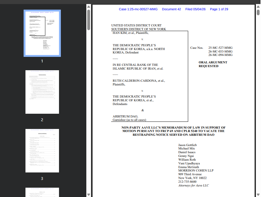 A legal document presented by the company Aave Labs.
