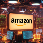 Robots de IA operando en un centro de amazon.
