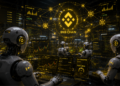 Un centro de computación con robots operando en la red de criptomonedas BNB Chain.