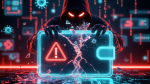 Un atacante cibernético atacando a una wallet de criptomonedas.
