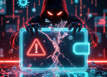 Un atacante cibernético atacando a una wallet de criptomonedas.