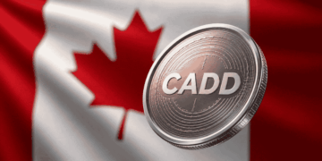Bandera de Canadá con la stablecoin CADD.
