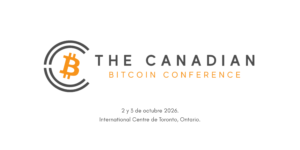 Logo de "The Canadian Bitcoin Conference 2026" con fechas de octubre sobre fondo blanco.
