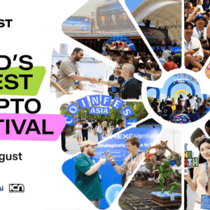 Banner promocional de Coinfest Asia en Bali, del 20 al 21 de agosto.