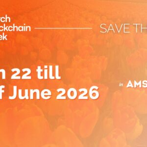 Anuncio de Dutch Blockchain Week 2026 en Ámsterdam, del 22 al 28 de junio.