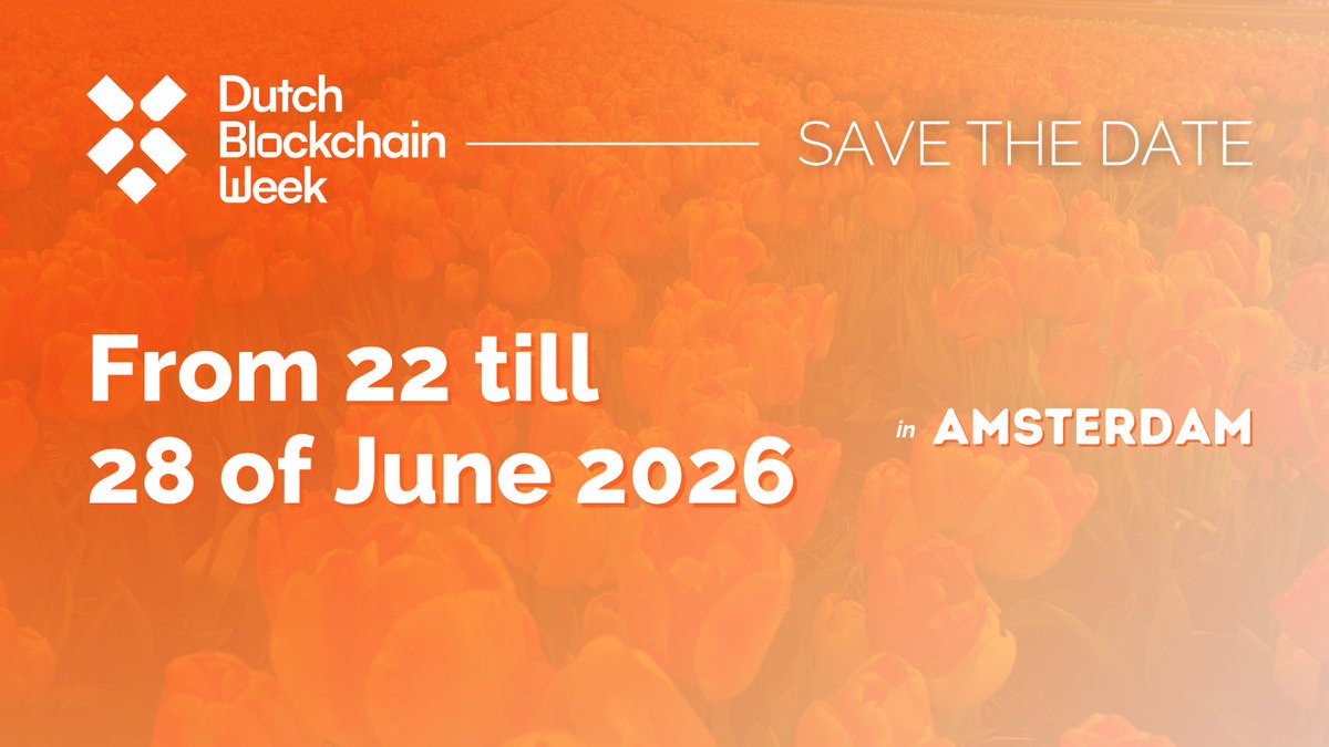 Anuncio de Dutch Blockchain Week 2026 en Ámsterdam, del 22 al 28 de junio.