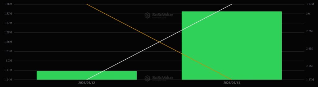 Green bar chart showing the performance of the HYPE ETFs. 