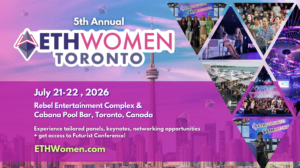 Anuncio de la Blockchain Futurist Conference en Toronto y Florida para el año 2026.