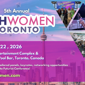 Anuncio de la Blockchain Futurist Conference en Toronto y Florida para el año 2026.