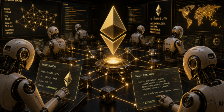 Robots de IA operando en la red Ethereum.