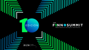 Banner del evento Finnosummit 2026, 23-24 de septiembre, Expo Santa Fe, con diseño tecnológico colorido.