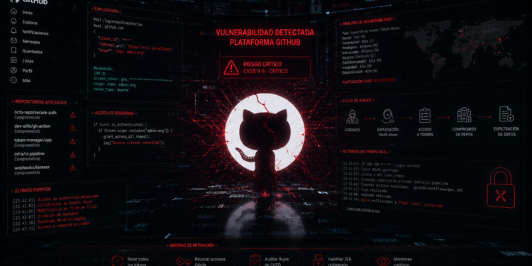 Servidores de GitHub siendo vulnerados por un hacker.