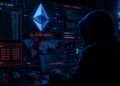 Un hacker operando con sistemas computacionales para hackear usuarios de Ethereum.