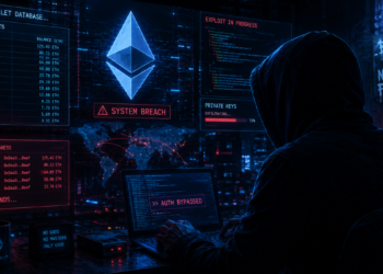 Un hacker operando con sistemas computacionales para hackear usuarios de Ethereum.