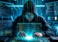 Un hacker atacando sistemas digitales.