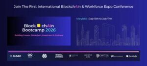 Anuncio del Blockchain Bootcamp 2026 en Maryland, del 13 al 17 de julio.