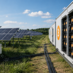 Paneles solares conectados a ASIC de Bitcoin.