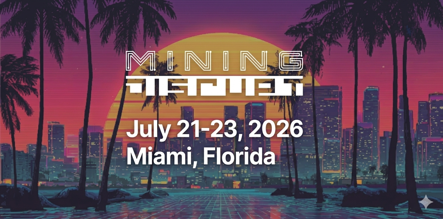 Banner de Mining Disrupt 2026 en Miami, del 21 al 23 de julio.