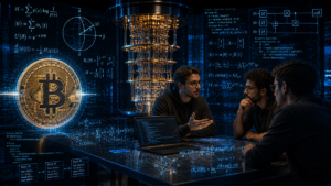Desarrolladores discutiendo sobre computación cuántica y Bitcoin.