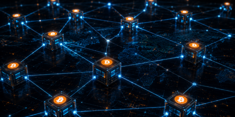Nodos de Bitcoin conectados entre sí.
