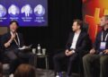 Nuri Chang director de producto de BitGo, Alexander Blume de Two Prime e Igor Istratov de Fifth Third Bank durante BitGoโs High Roller Summit