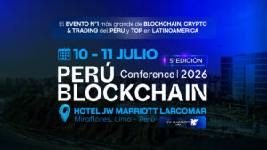 Promocional de Perú Blockchain Conference 2026, 10 y 11 de Julio, Miraflores, Lima.