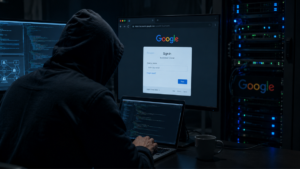 Un hacker usando sitios falsos de Google para implementar ataques de phishing.
