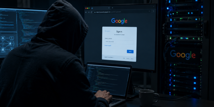 Un hacker usando sitios falsos de Google para implementar ataques de phishing.
