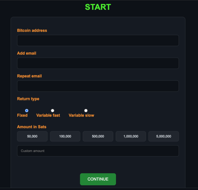 Interface of the PrivateHash platform intended for Bitcoin mining.