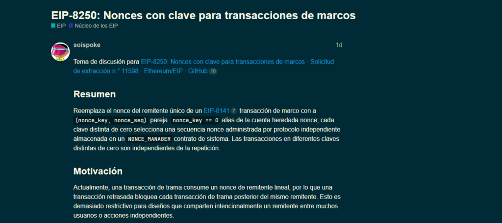 Portada de una propuesta técnica para la red Ethereum.