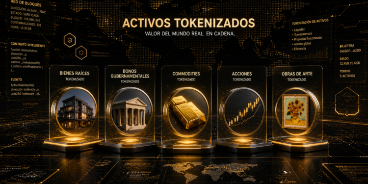 Activos del mundo real (RWA) tokenizados en redes de criptomonedas.
