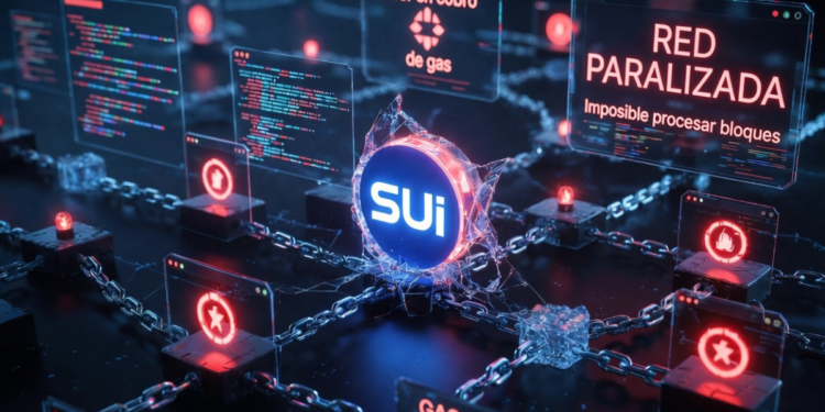 La red de criptomonedas Sui estando paralizada tras un fallo técnico.