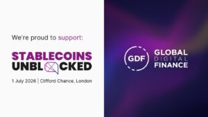 Anuncio de Stablecoins Unblocked apoyado por Global Digital Finance, 1 de julio, Londres.