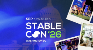 Banner promocional de Stablecon '26 en Washington DC, programado del 9 al 11 de septiembre.