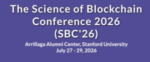 Banner promocional de The Science of Blockchain Conference 2026 en la Universidad de Stanford.